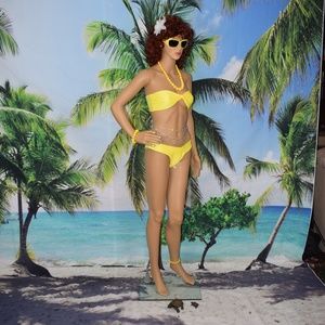 Yellow 2 piece Bikini / With white Flower